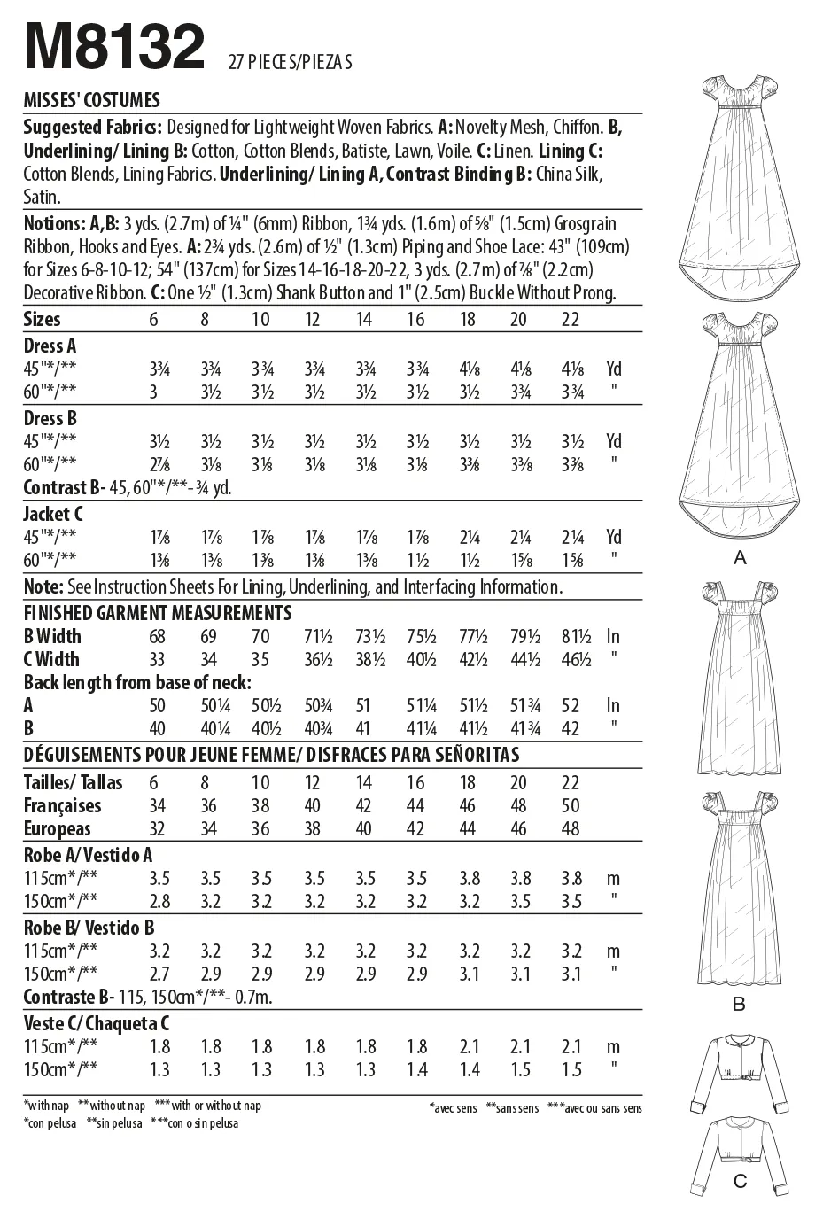 McCall's Pattern M8132 Misses' Costume