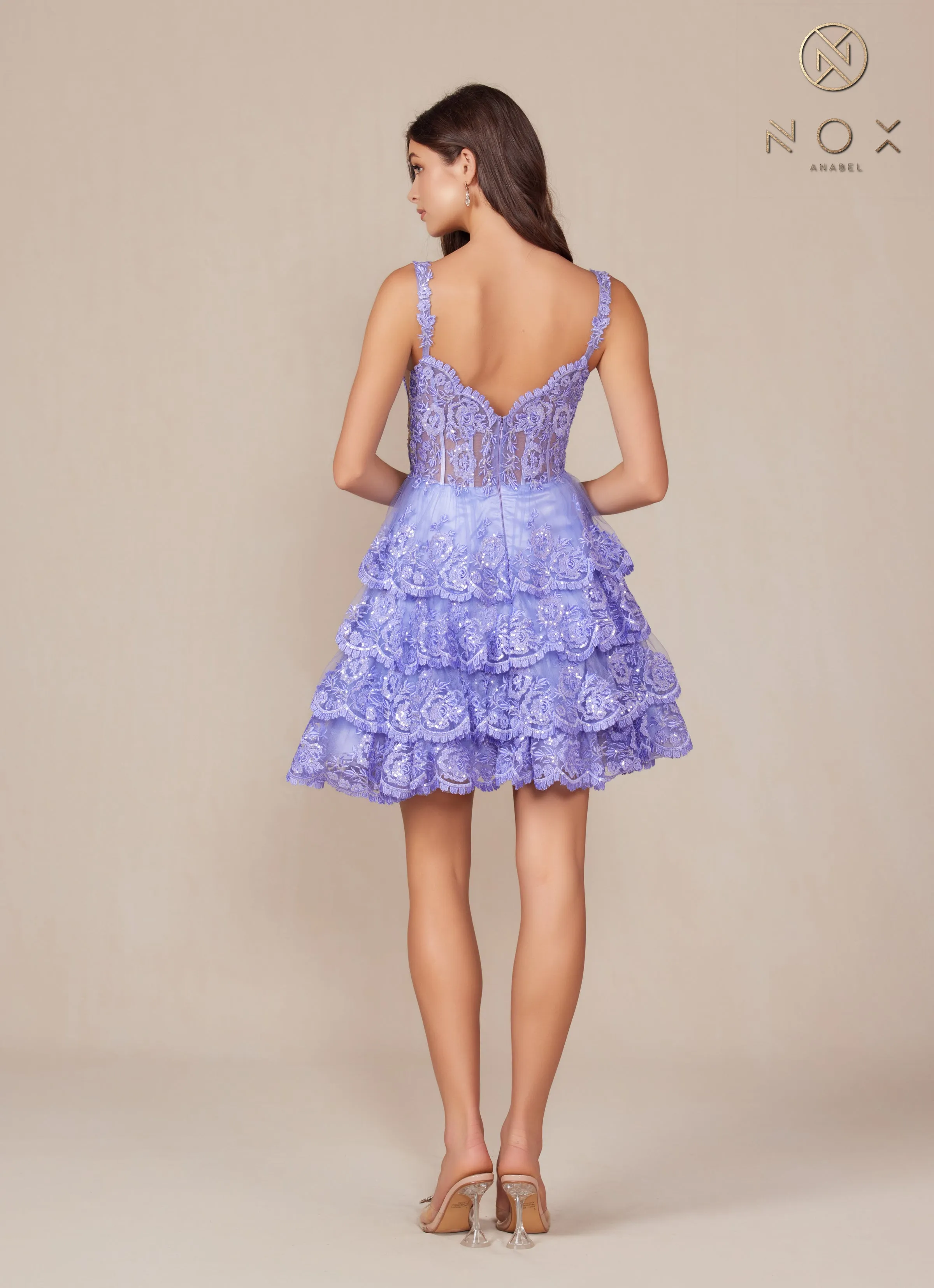 Nox Anabel R880 Sweetheart Ruffle Tiered Short Dress