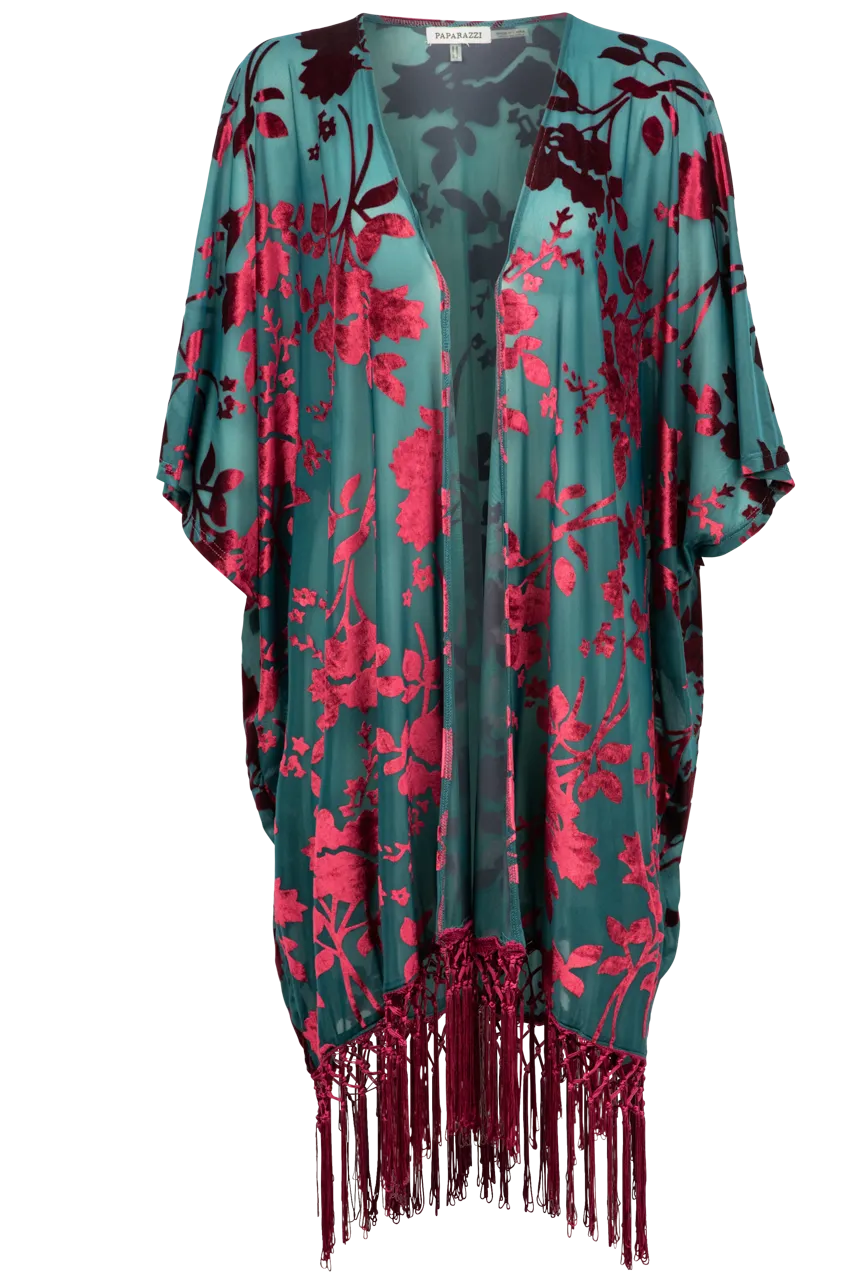 Paparazzi Floral Velvet Kimono