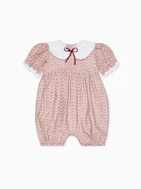 Pink Floral Stripe Eloisa Baby Girl Romper