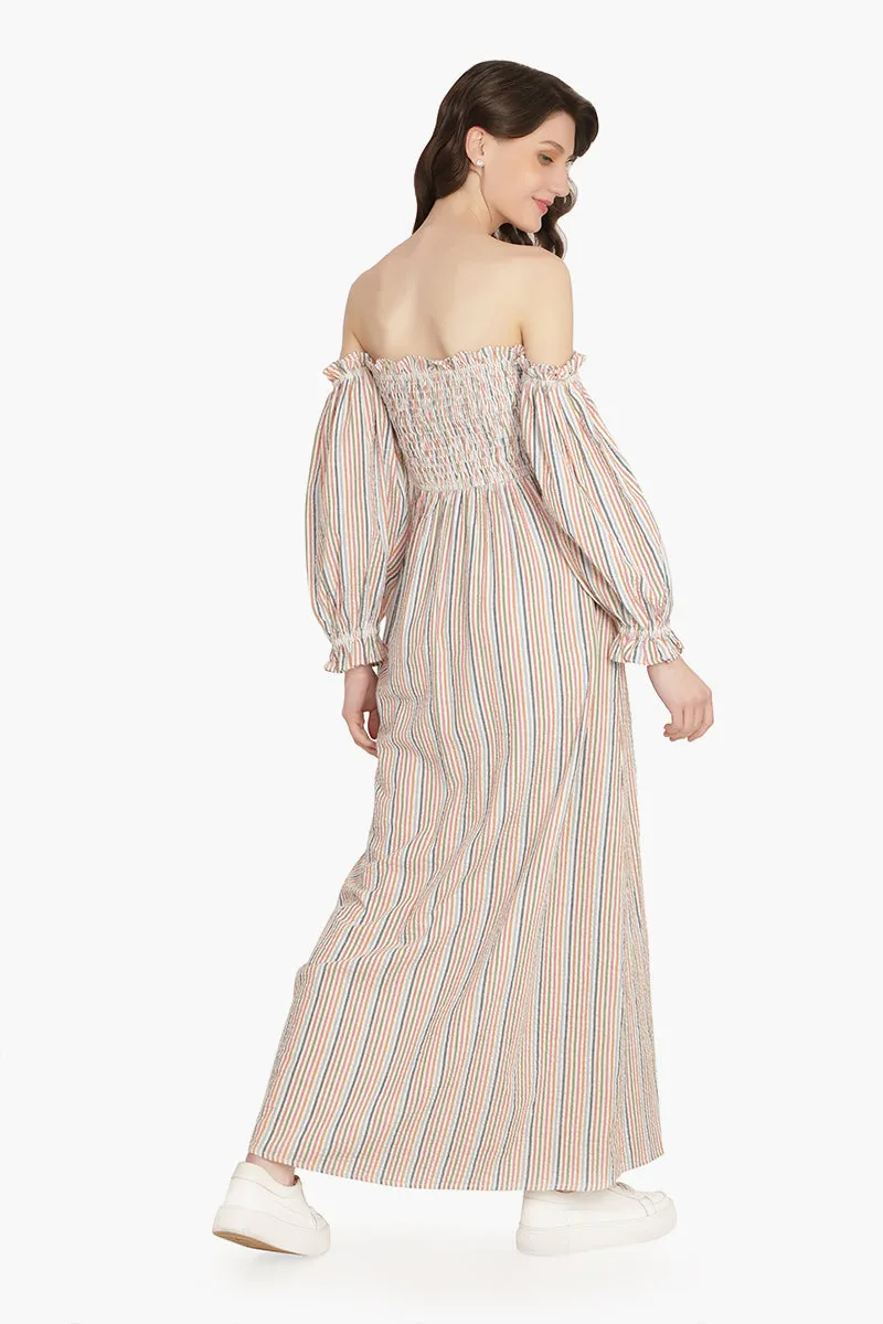 Playful Seersucker Maxi Dress