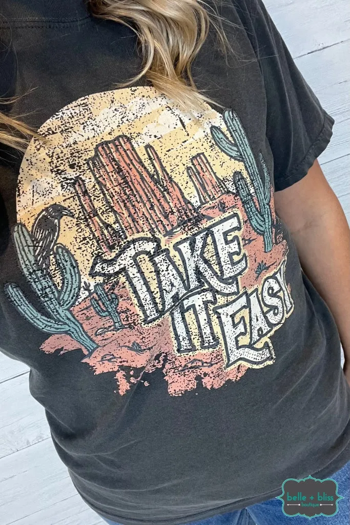 "Take It Easy" Graphic Tee - Pepper