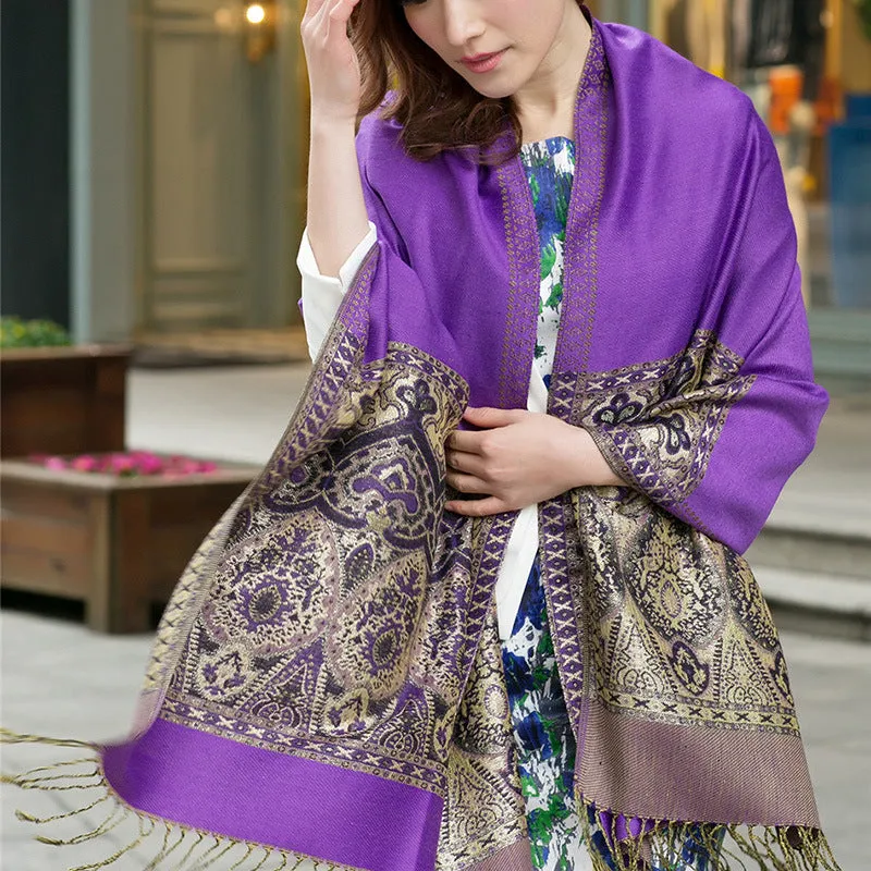 Reversible Paisley Pashmina Scarf Shawl Wrap for Women