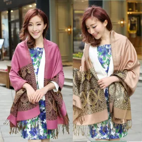 Reversible Paisley Pashmina Scarf Shawl Wrap for Women