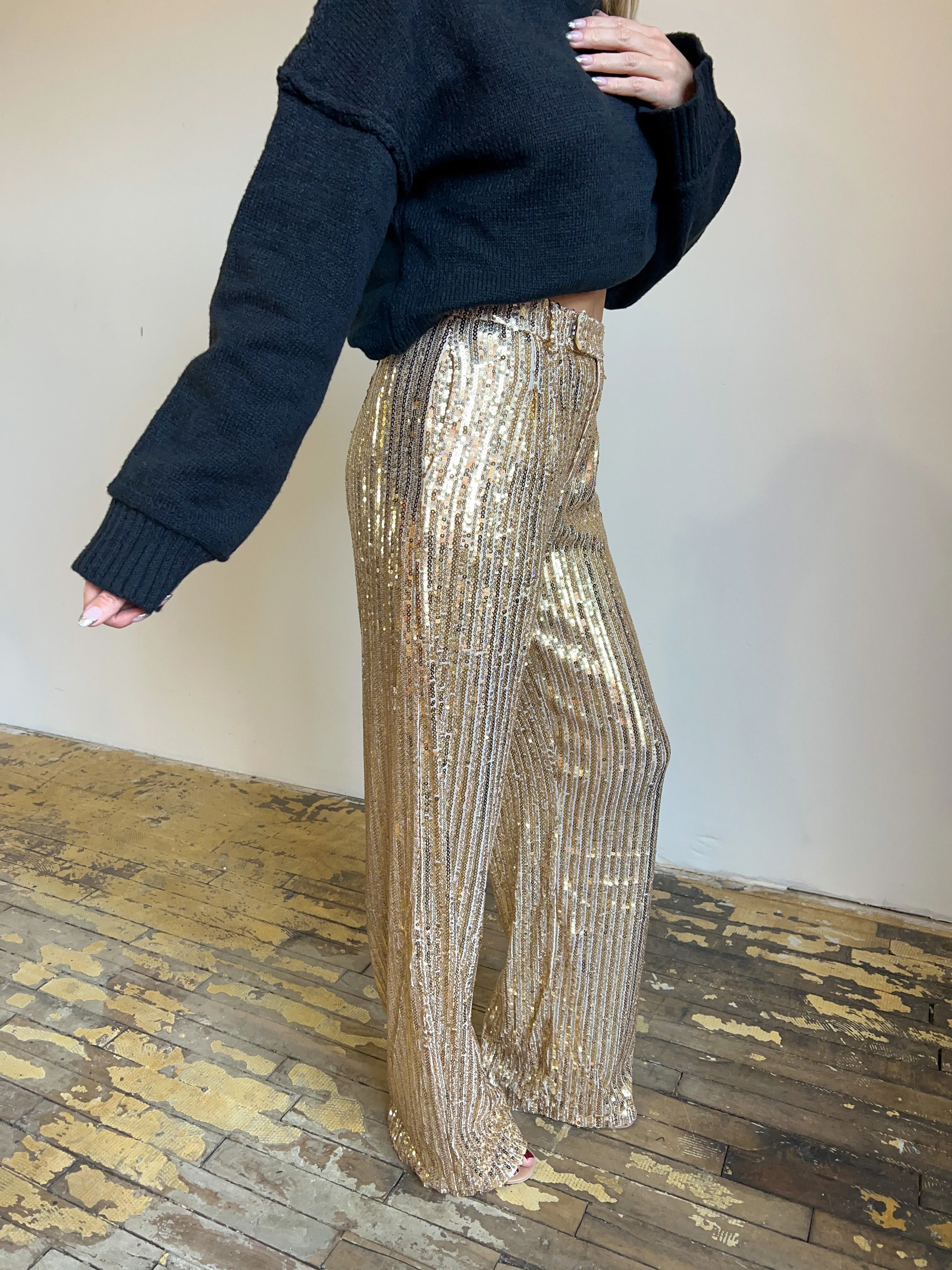 Sequin Statements Wide Leg Pant