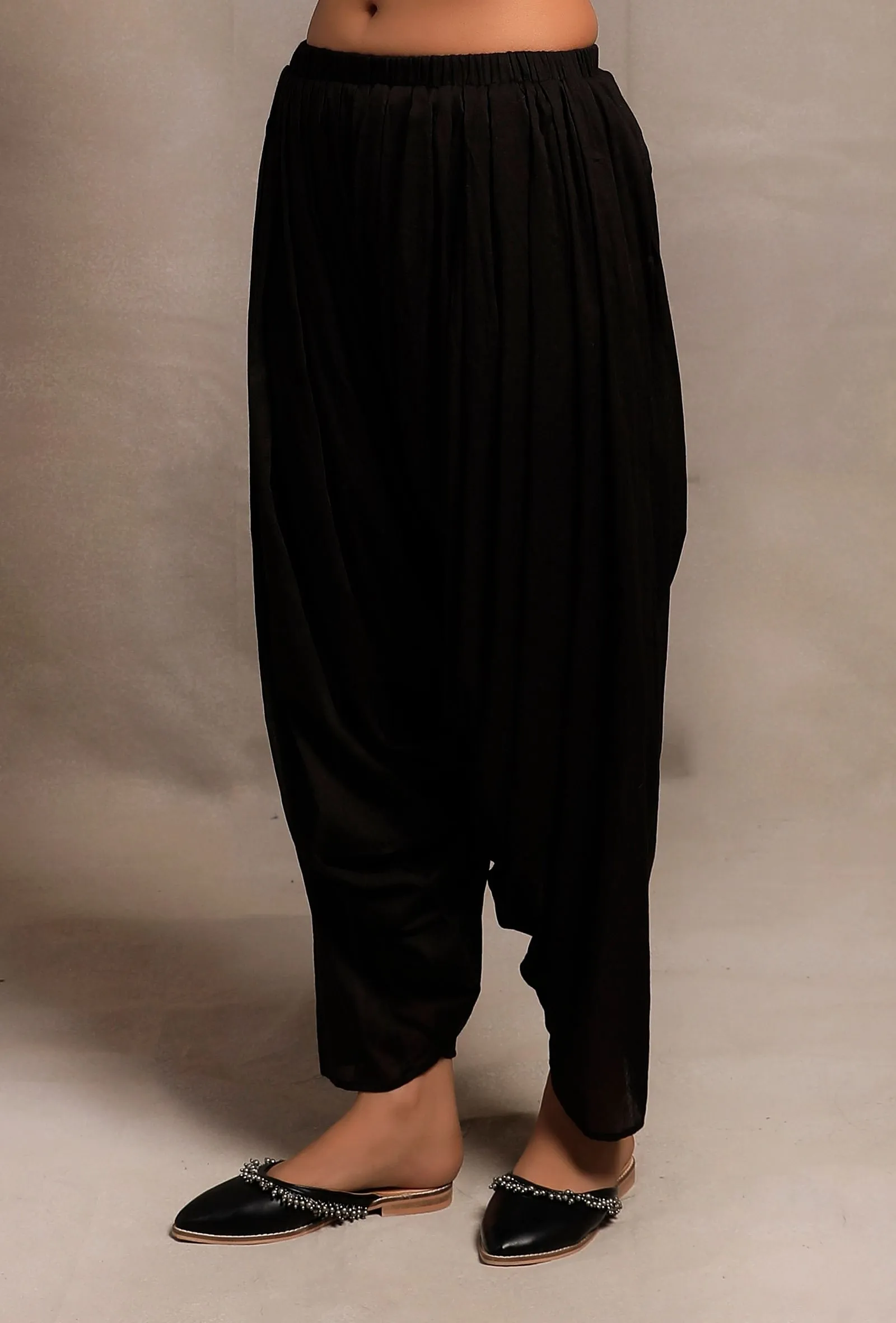 Solid Black Dhoti Pants