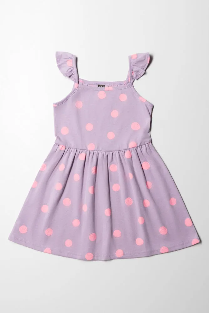 Spot Frill Strappy Dress Lilac