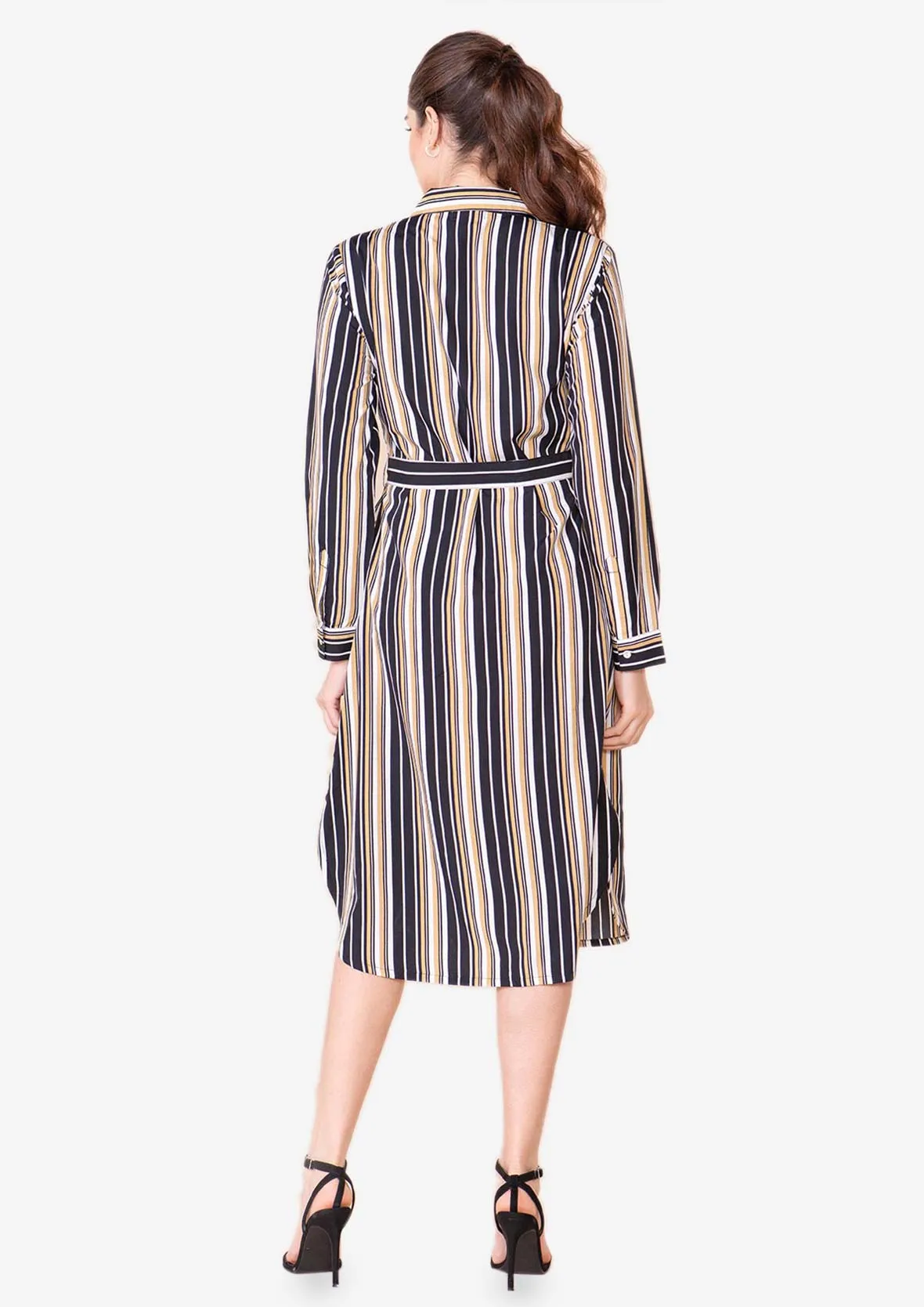 Striped Dress With Self-Tie Waist