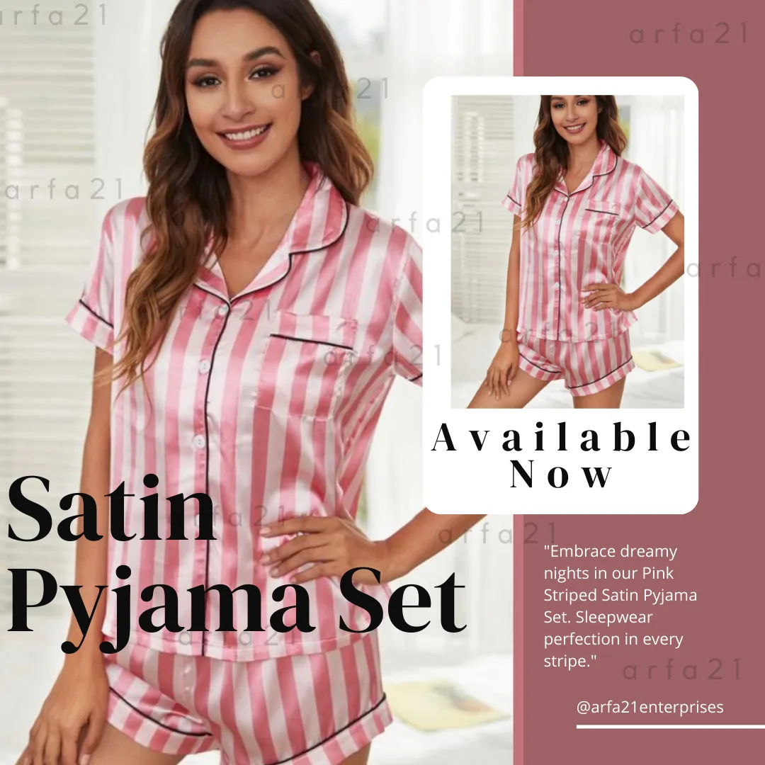 Striped Satin Short Pyjama Sets