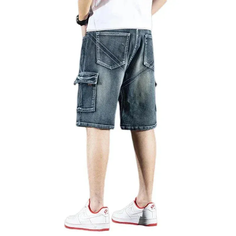 Trendy Brand Piercing 5 Shorts Men's Loose Fit, Multi-Pocket         .