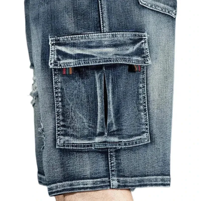 Trendy Brand Piercing 5 Shorts Men's Loose Fit, Multi-Pocket         .