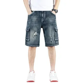 Trendy Brand Piercing 5 Shorts Men's Loose Fit, Multi-Pocket         .