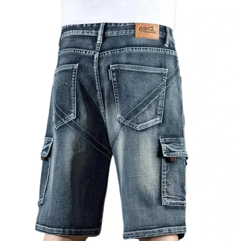 Trendy Brand Piercing 5 Shorts Men's Loose Fit, Multi-Pocket         .