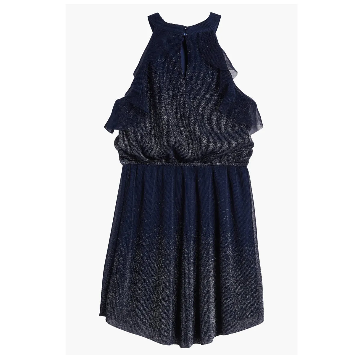 Tween Glitter Plisse Ruffle Dress