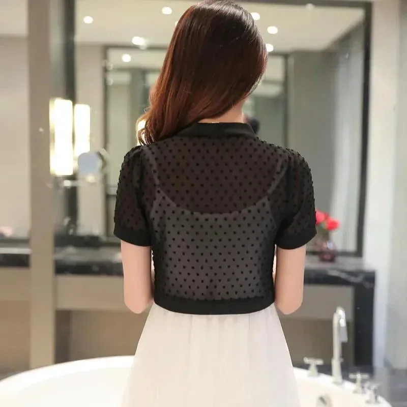 Women Bolero Summer White Black Short Sleeve Shrugs Lace Bolero Bridal Cape Evening Formal Party Dress Cape Shawls and Wraps